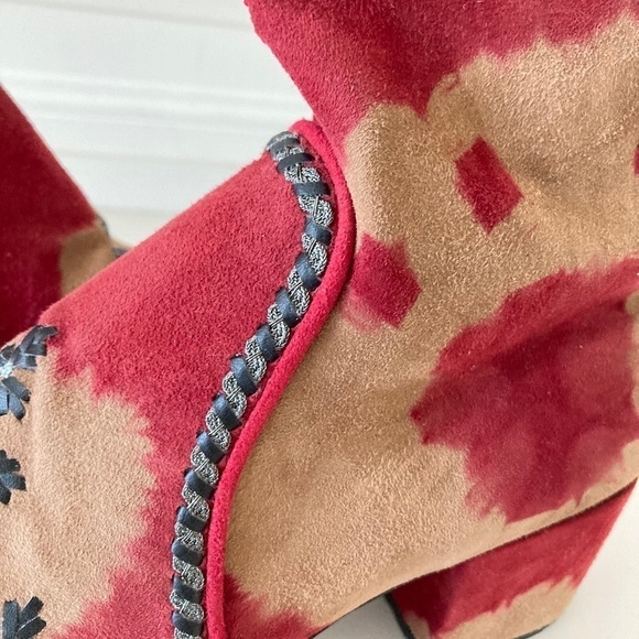 NWOT Meher Kaklia Anthropologie Mani Embellished Red Pointed Ankle Boots Sz 38 - Picture 5 of 13
